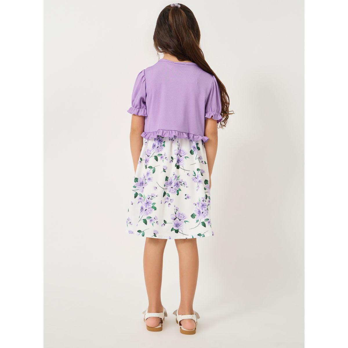 فستان بحمالات مطبع بالكامل مع جاكيت شراج-girls-clothing-dressesandjumpsuits-image-5