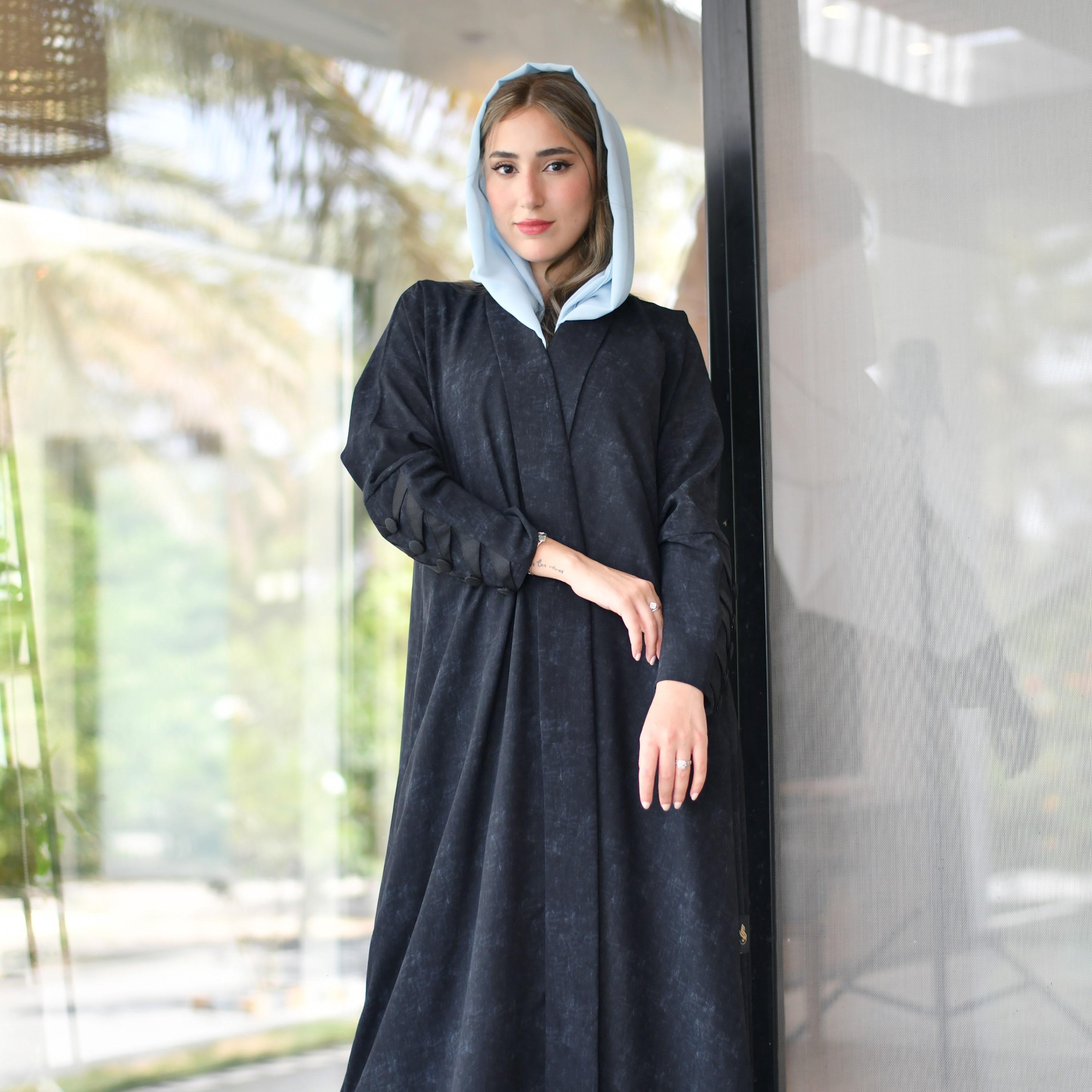 Hawraa Tie & Dye Abaya with Hijab-women-arabicclothing-abayas-image-1