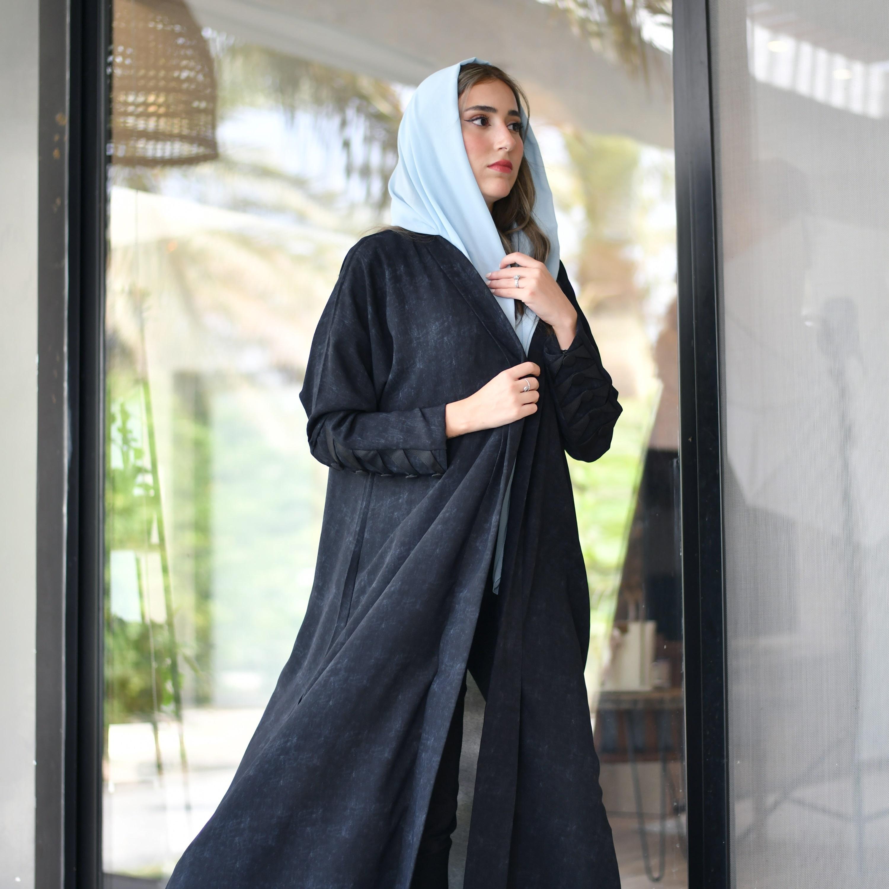 Hawraa Tie & Dye Abaya with Hijab-women-arabicclothing-abayas-image-2