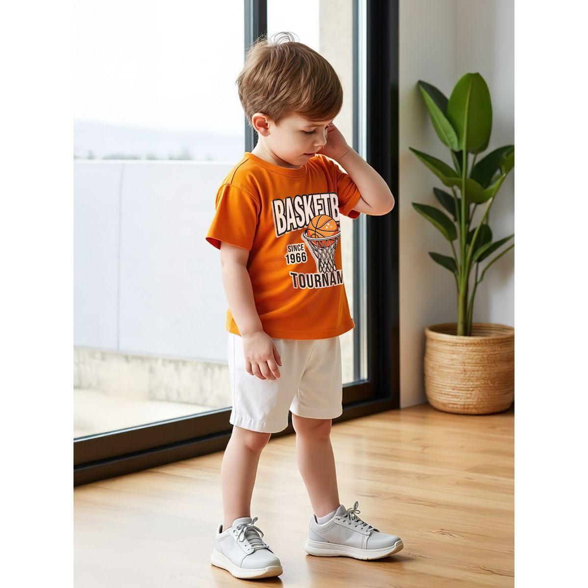 Styli Kids 2pcs Orange Basketball Printed Short Sleeve T-Shirt and Shorts Sets-boys-clothing-setsandcoords-image-3