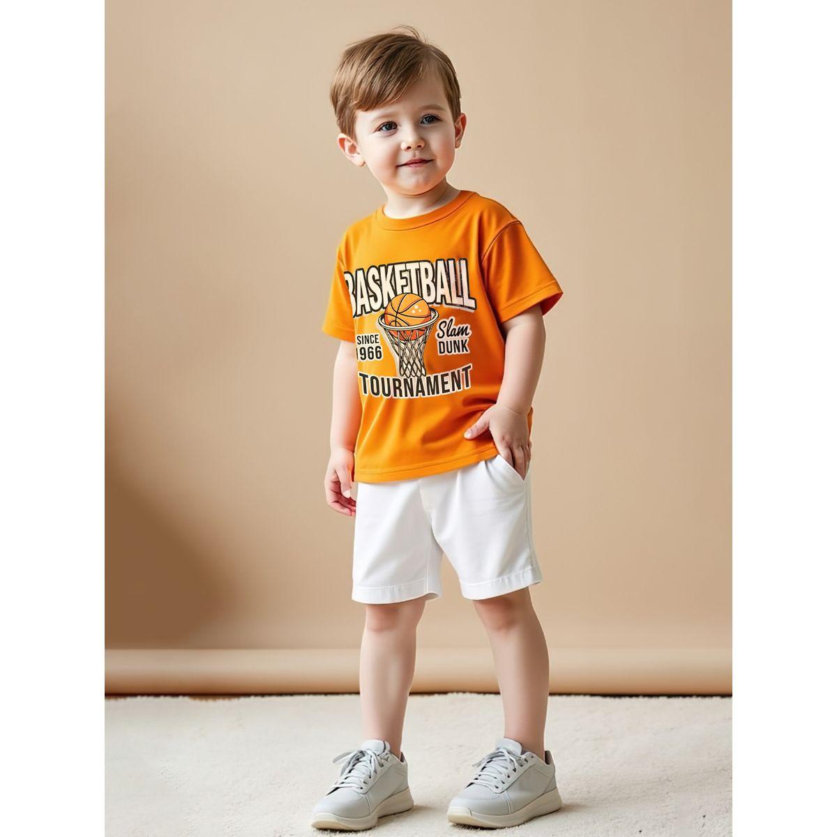 Styli Kids 2pcs Orange Basketball Printed Short Sleeve T-Shirt and Shorts Sets-boys-clothing-setsandcoords-image-4