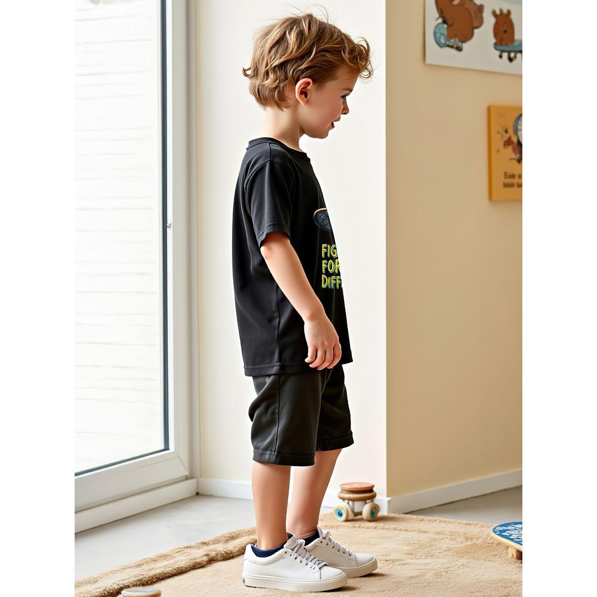 Styli Kids 2pcs Black Printed T-Shirt and Shorts Sets-boys-clothing-setsandcoords-image-3