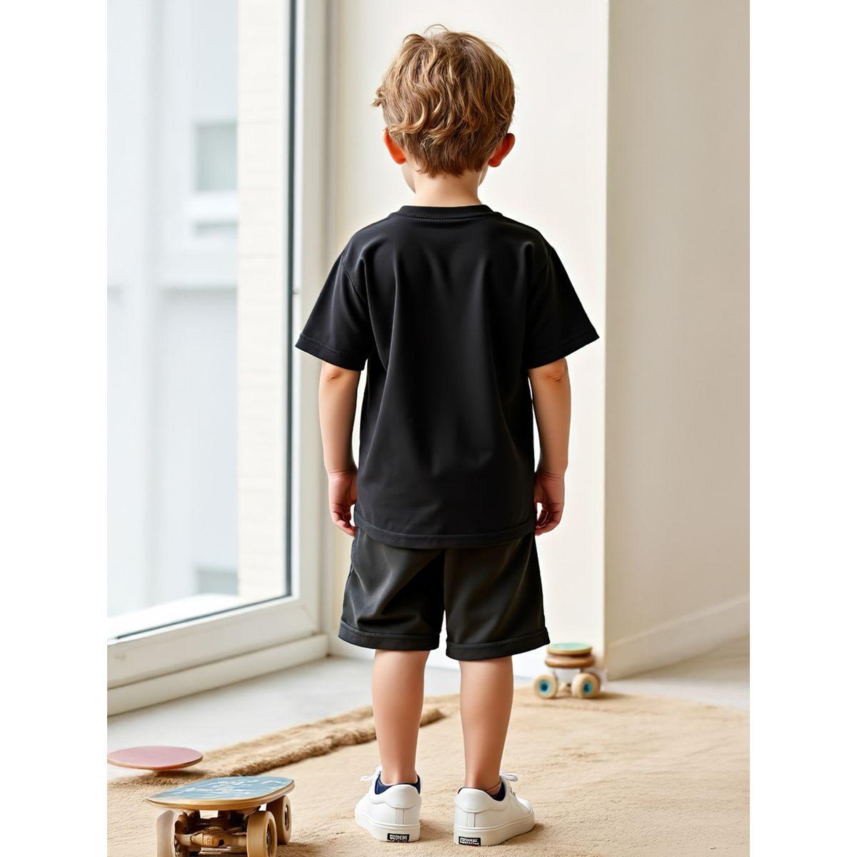 Styli Kids 2pcs Black Printed T-Shirt and Shorts Sets-boys-clothing-setsandcoords-image-4