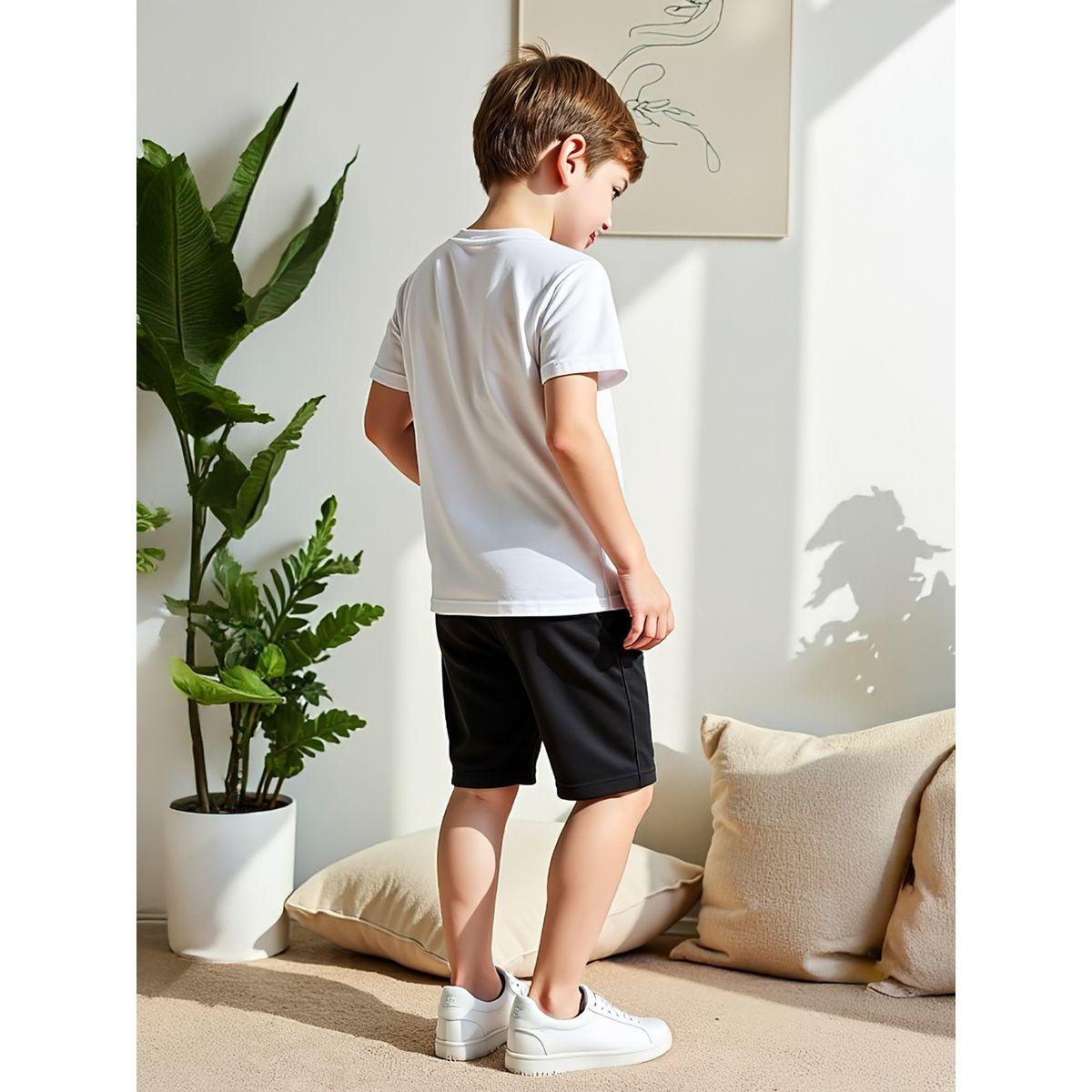 Styli 2pcs Boys Graphic Print Short Sleeve T-Shirt And Shorts-boys-clothing-setsandcoords-image-4