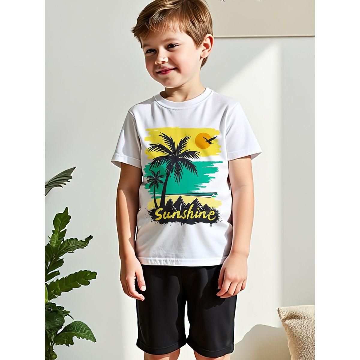 Styli 2pcs Boys Graphic Print Short Sleeve T-Shirt And Shorts-boys-clothing-setsandcoords-image-6