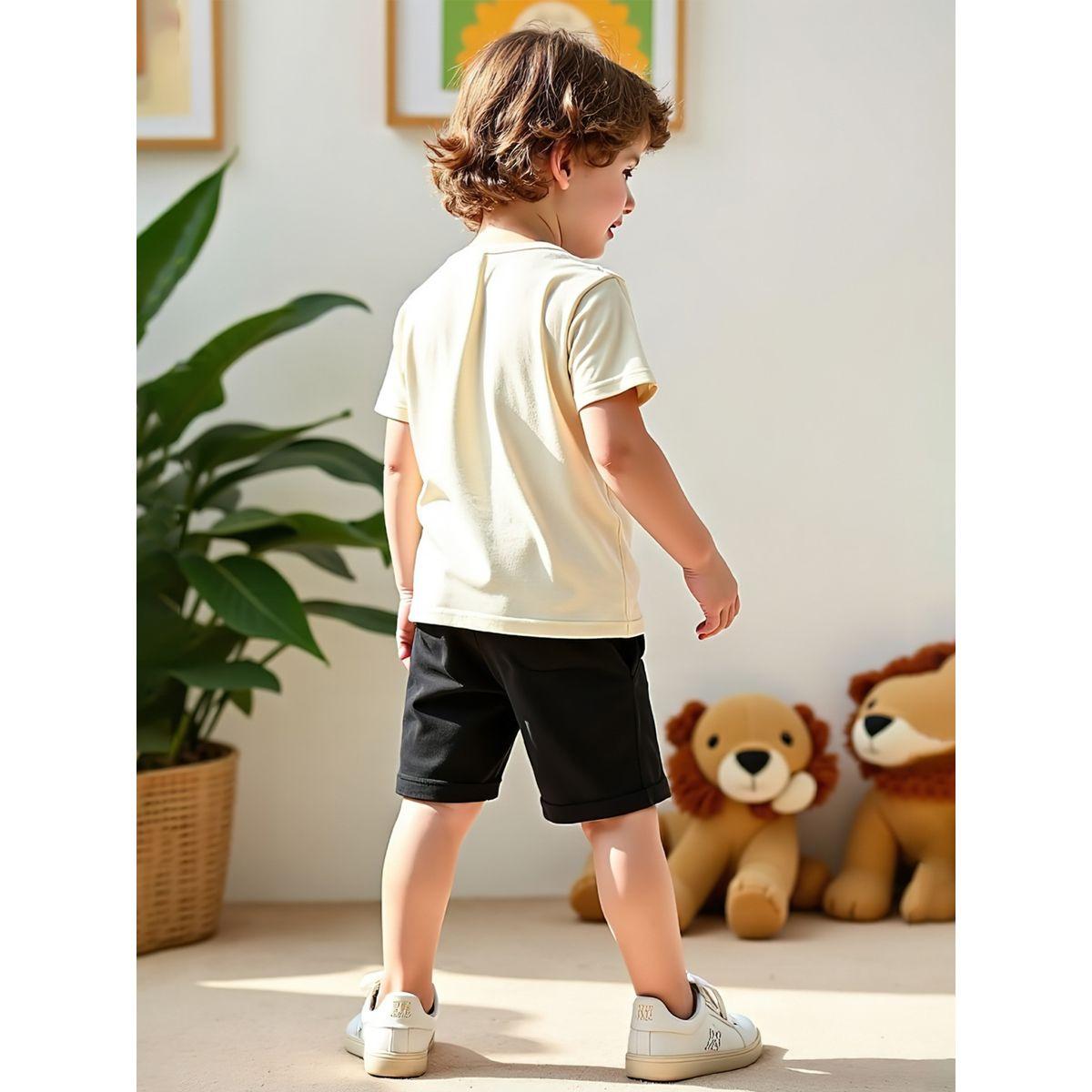 Styli Kids 2pcs Printed Short Sleeve T-Shirt and Black Shorts Set-boys-clothing-setsandcoords-image-4