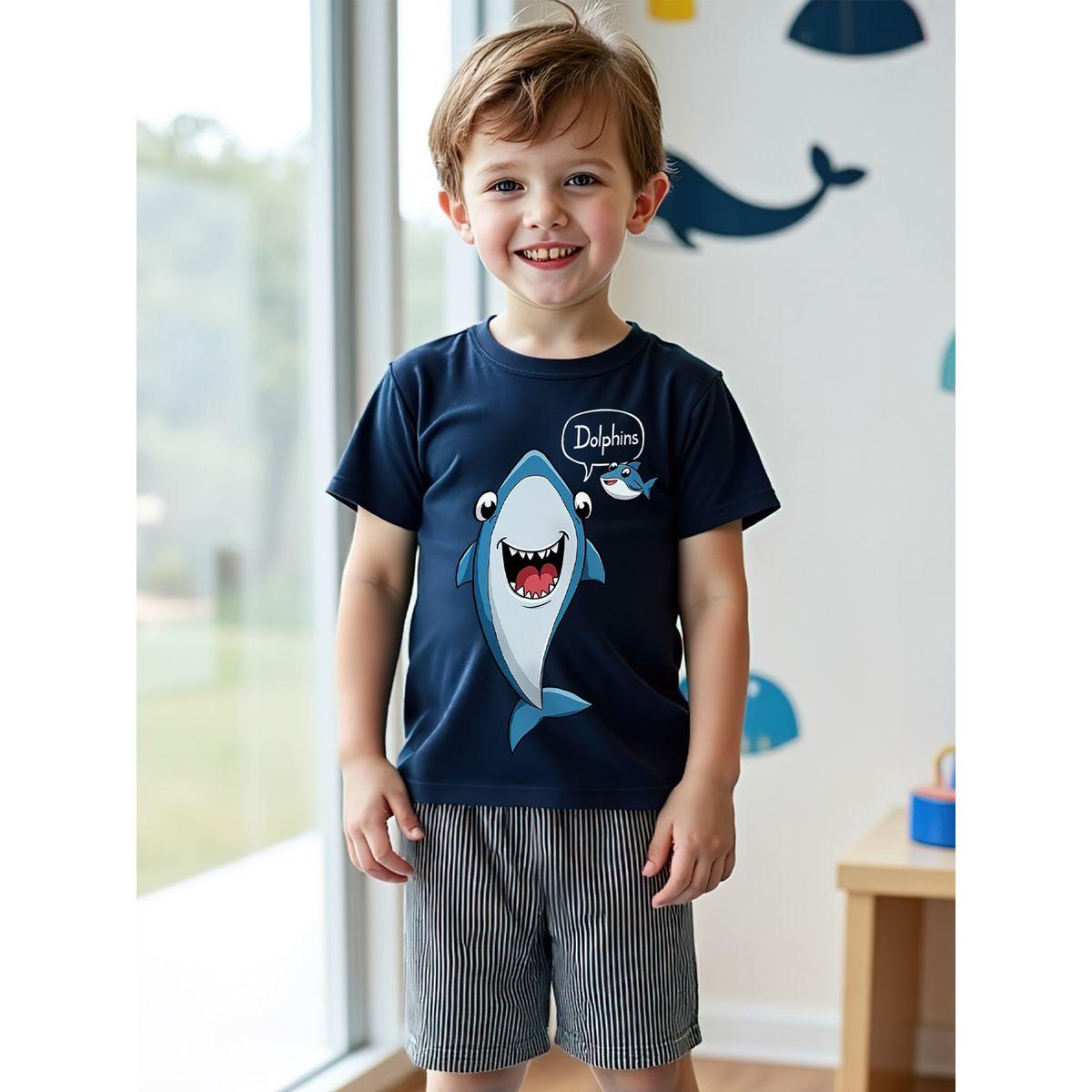 Styli Kids 2pcs Navy Blue Printed T-Shirt and Shorts Sets-boys-clothing-setsandcoords-image-5