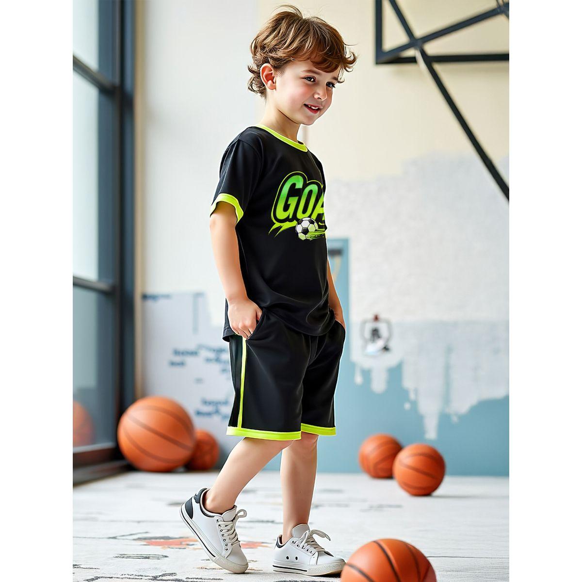 Styli Kids 2pcs Black and Yellow Short Sleeve T-Shirt and Shorts Jersey Sets-boys-clothing-setsandcoords-image-3