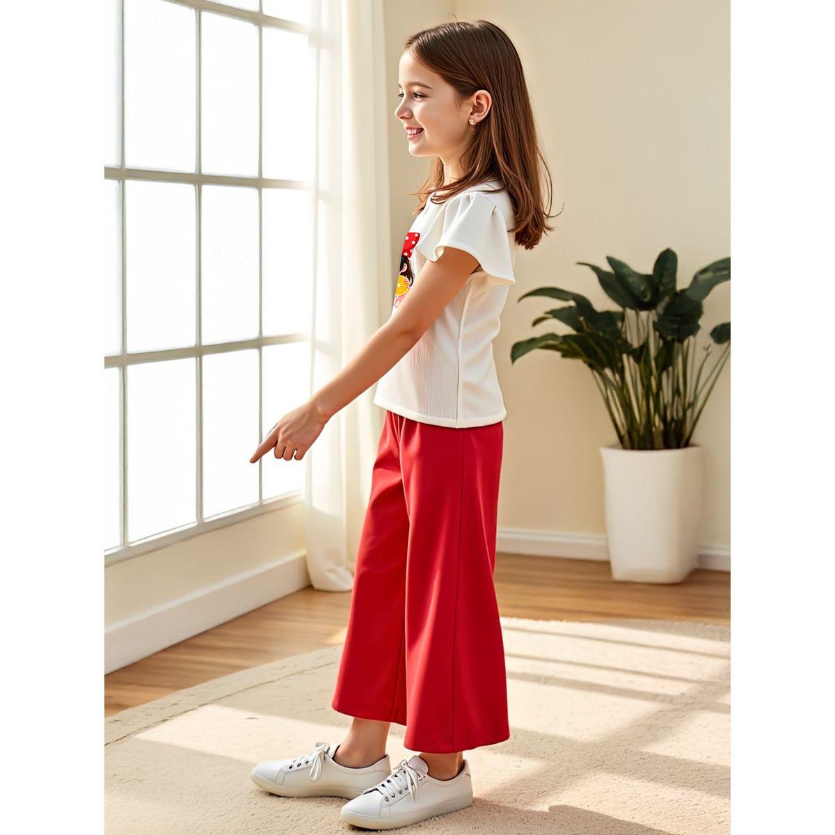 Styli Kids 2pcs Kids T-Shirt and Red Wide Leg Pants Set-girls-clothing-setsandcoords-image-3