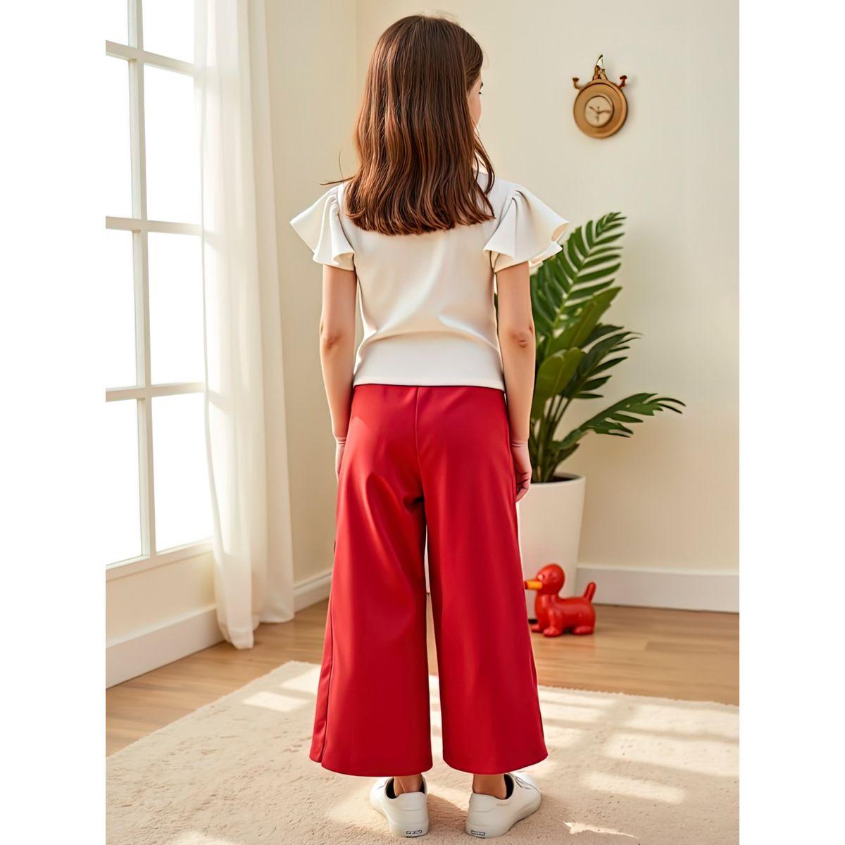 مجموعة من بنطال بأرجل واسعة وتيشيرت بأكمام قصيرة-girls-clothing-setsandcoords-image-5