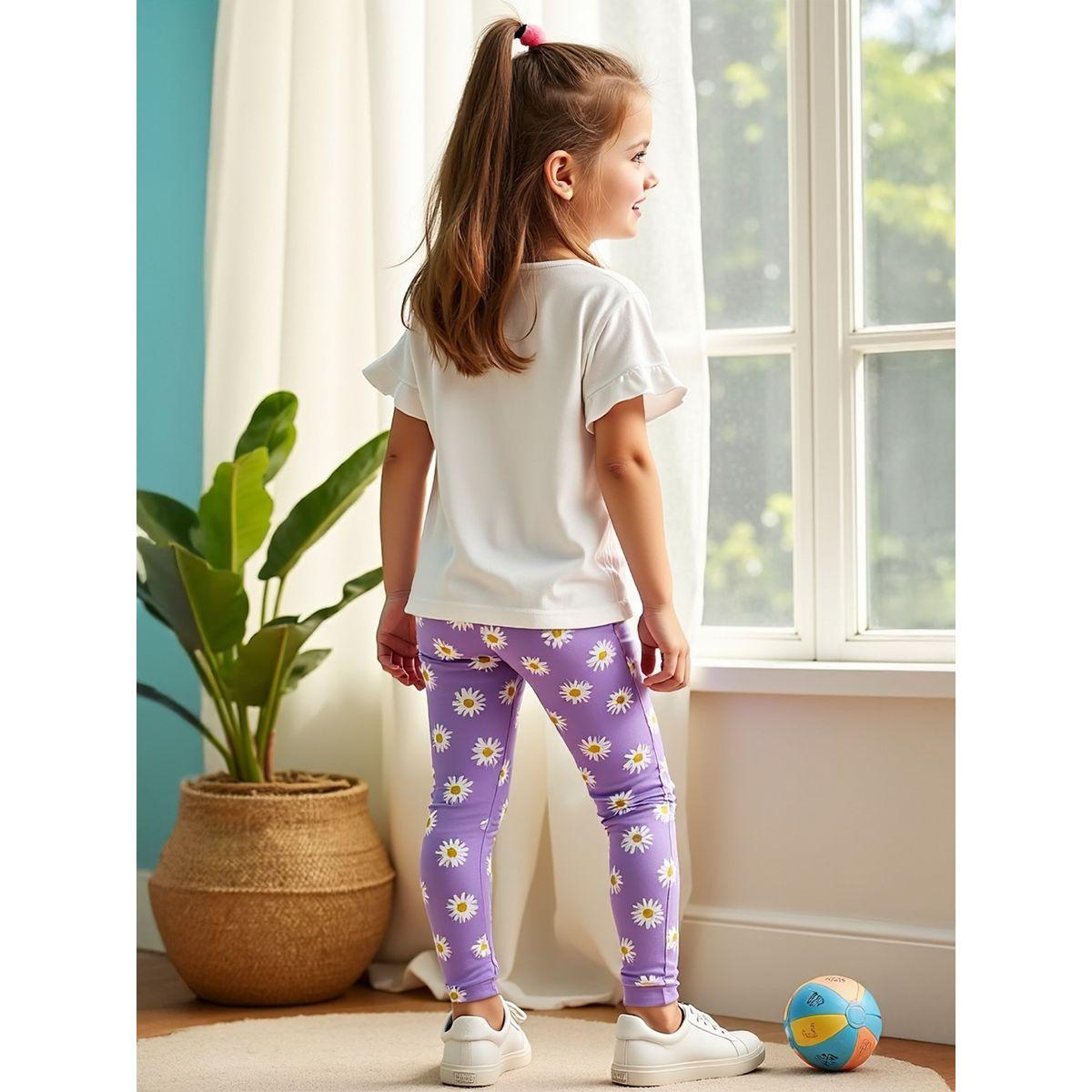 Styli Kids 2pcs Purple Floral Printed T-Shirt and Leggings-girls-clothing-setsandcoords-image-2