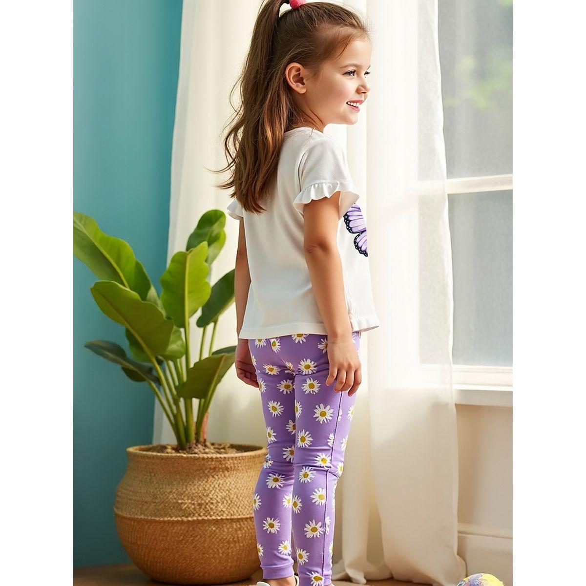 Styli Kids 2pcs Purple Floral Printed T-Shirt and Leggings-girls-clothing-setsandcoords-image-3