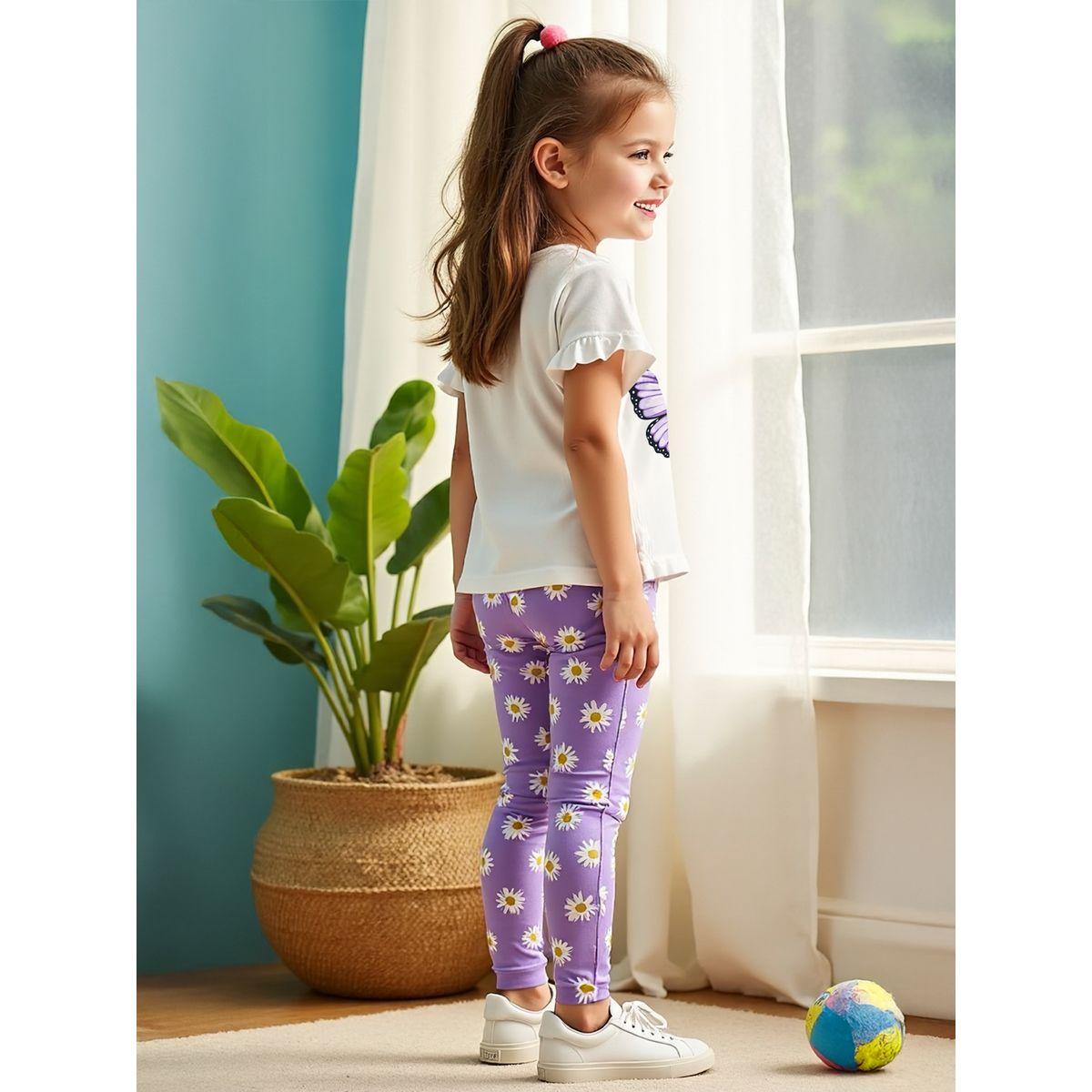 Styli Kids 2pcs Purple Floral Printed T-Shirt and Leggings-girls-clothing-setsandcoords-image-4