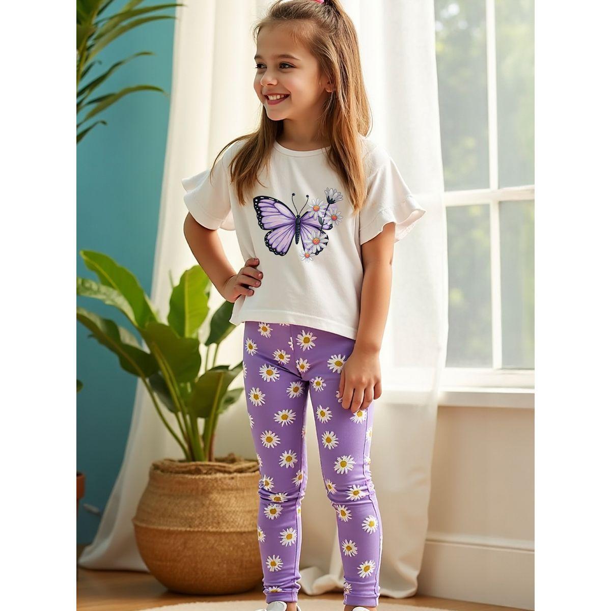 Styli Kids 2pcs Purple Floral Printed T-Shirt and Leggings-girls-clothing-setsandcoords-image-5