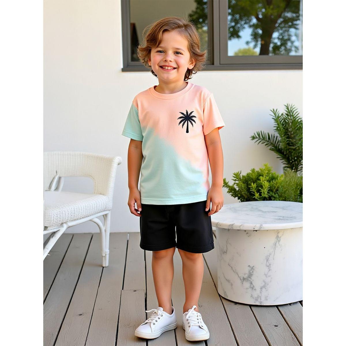 Styli Kids 2pcs Multicolor Palm Tree Printed T-Shirt and Shorts Set-boys-clothing-setsandcoords-image-1