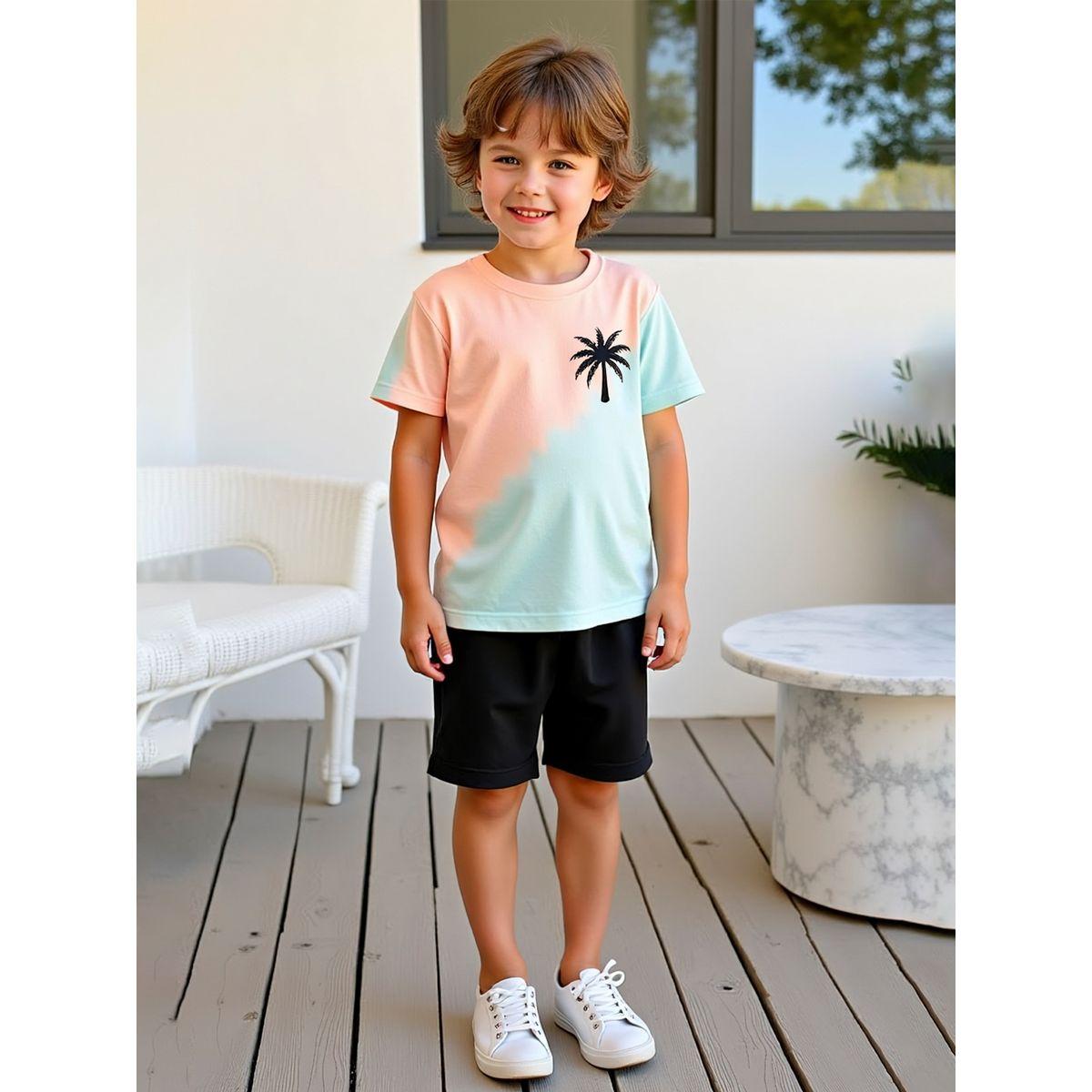 Styli Kids 2pcs Multicolor Palm Tree Printed T-Shirt and Shorts Set-boys-clothing-setsandcoords-image-3