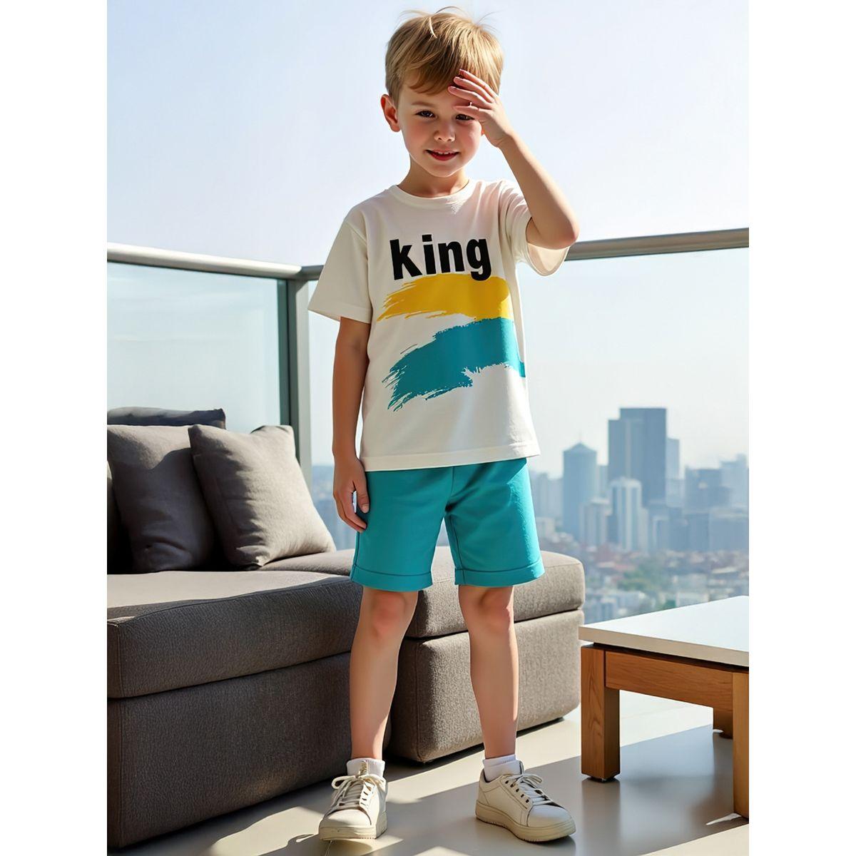 Styli Kids 2pcs Graphic Print Short Sleeve T-Shirt and Shorts-boys-clothing-setsandcoords-image-1