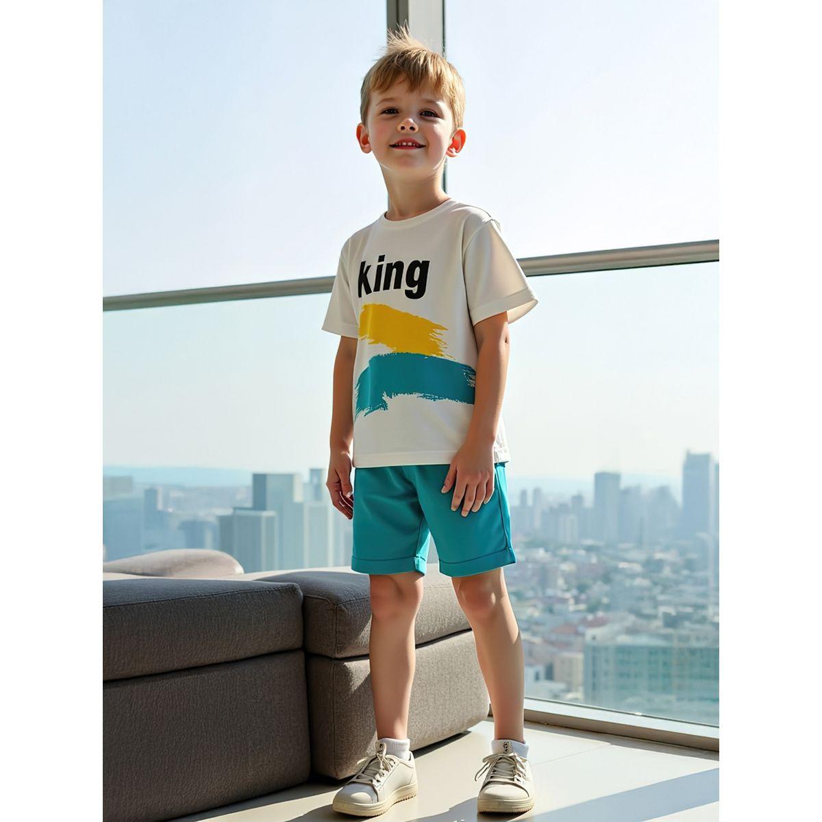 Styli Kids 2pcs Graphic Print Short Sleeve T-Shirt and Shorts-boys-clothing-setsandcoords-image-3