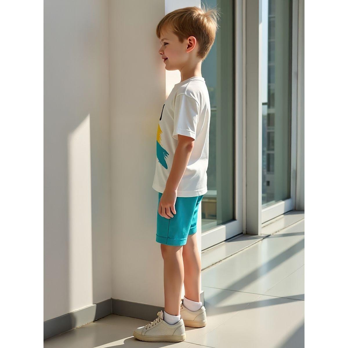 Styli Kids 2pcs Graphic Print Short Sleeve T-Shirt and Shorts-boys-clothing-setsandcoords-image-4