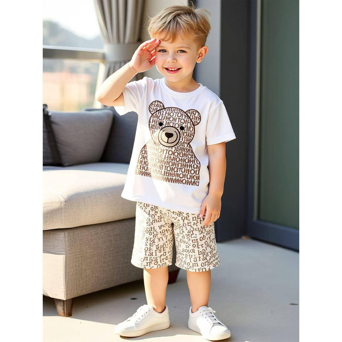 Styli Kids 2pcs Graphic Print Short Sleeve T-Shirt and Shorts-boys-clothing-setsandcoords-image-1