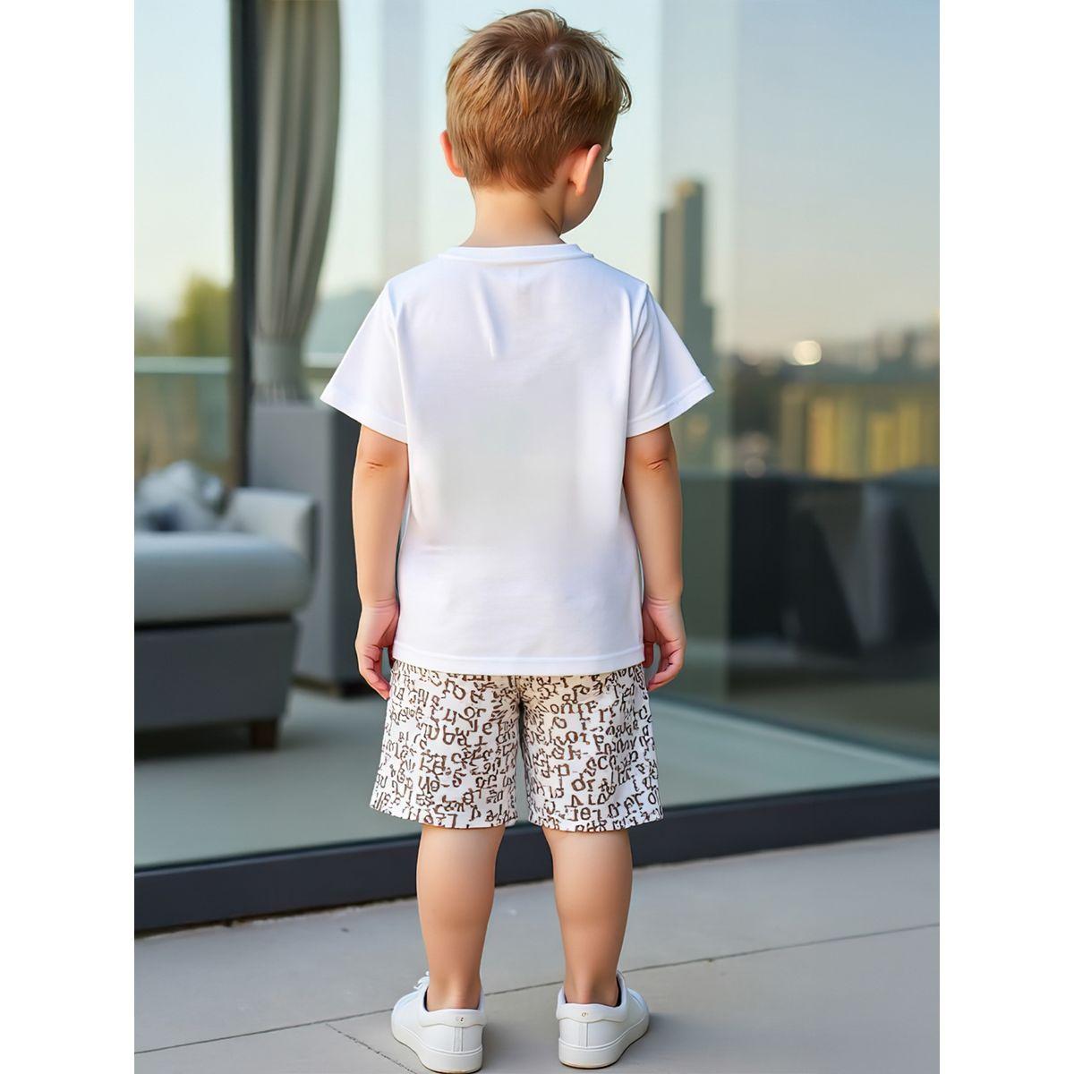 Styli Kids 2pcs Graphic Print Short Sleeve T-Shirt and Shorts-boys-clothing-setsandcoords-image-2