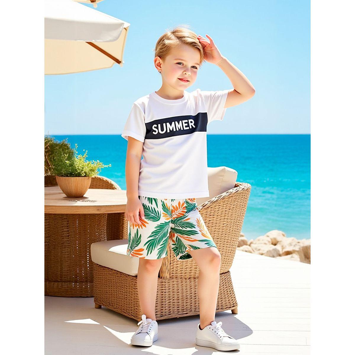 Styli Kids Multi 2pcs Graphic Print Short Sleeve T-Shirt and Shorts-boys-clothing-setsandcoords-image-1