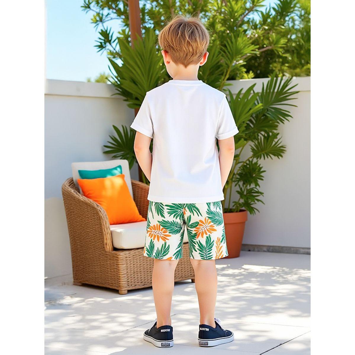 Styli Kids Multi 2pcs Graphic Print Short Sleeve T-Shirt and Shorts-boys-clothing-setsandcoords-image-2