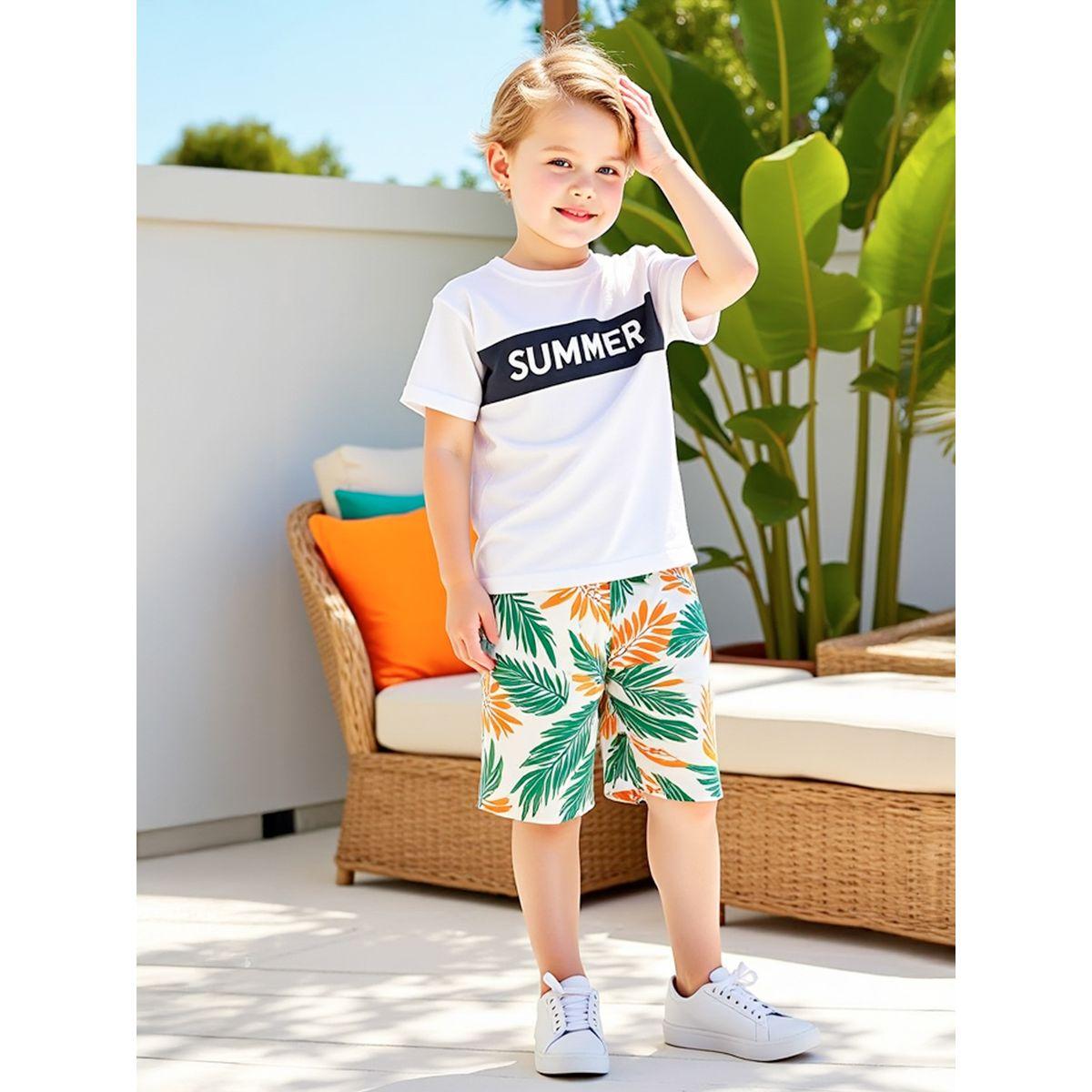 Styli Kids Multi 2pcs Graphic Print Short Sleeve T-Shirt and Shorts-boys-clothing-setsandcoords-image-3