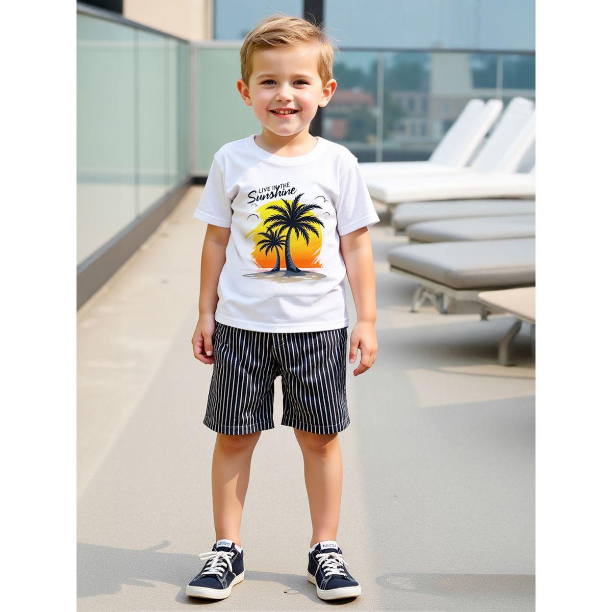 Styli Kids 2pcs Graphic Print Short Sleeve T-Shirt and Shorts-boys-clothing-setsandcoords-image-1