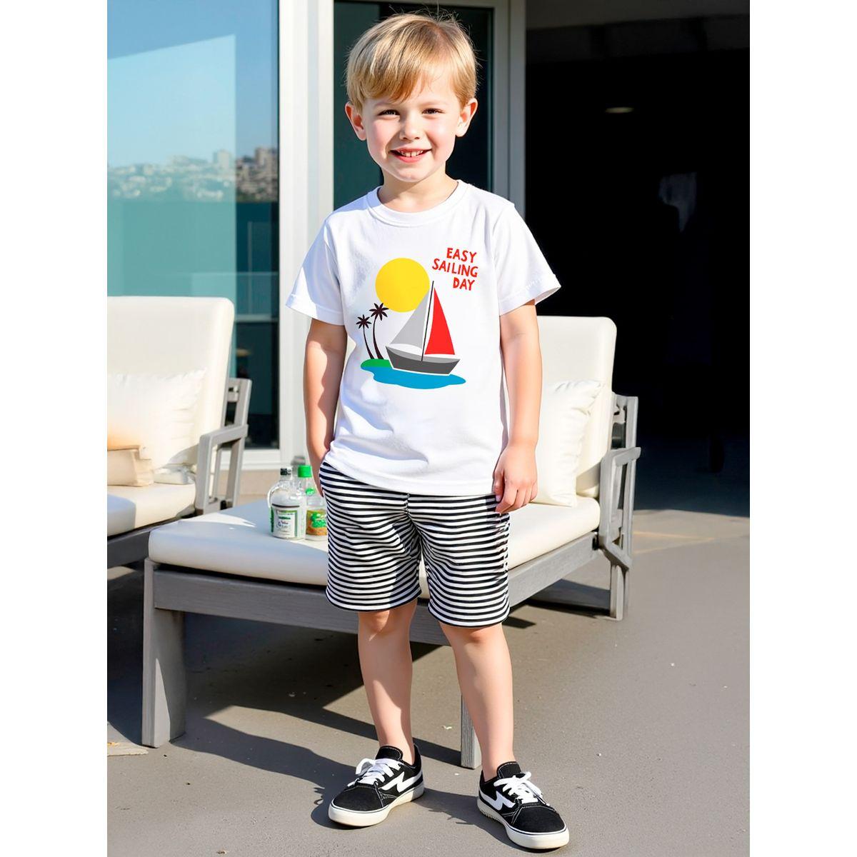 Styli Kids 2pcs Graphic Print Short Sleeve T-Shirt and Shorts-boys-clothing-setsandcoords-image-1