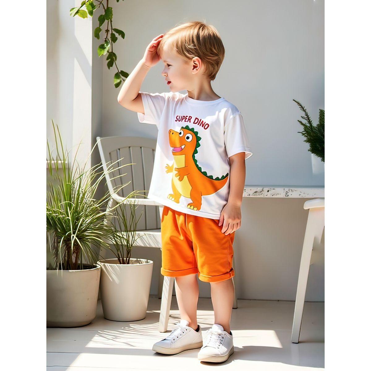 Styli Kids 2pcs Graphic Print Short Sleeve T-Shirt and Shorts-boys-clothing-setsandcoords-image-1