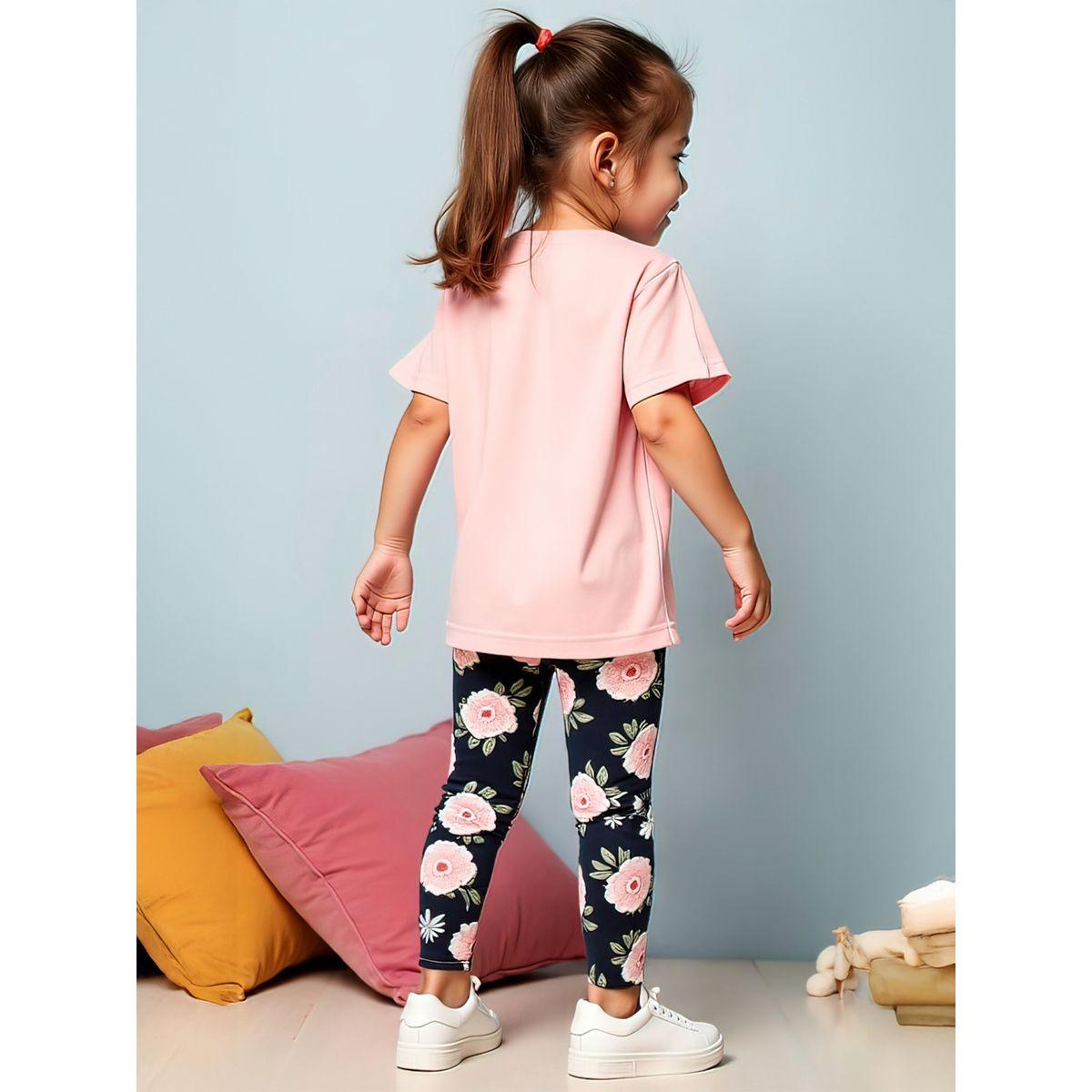 Styli Kids 2pcs Graphic Print Short Sleeve T-Shirt and Flora Print Leggings-girls-clothing-setsandcoords-image-4