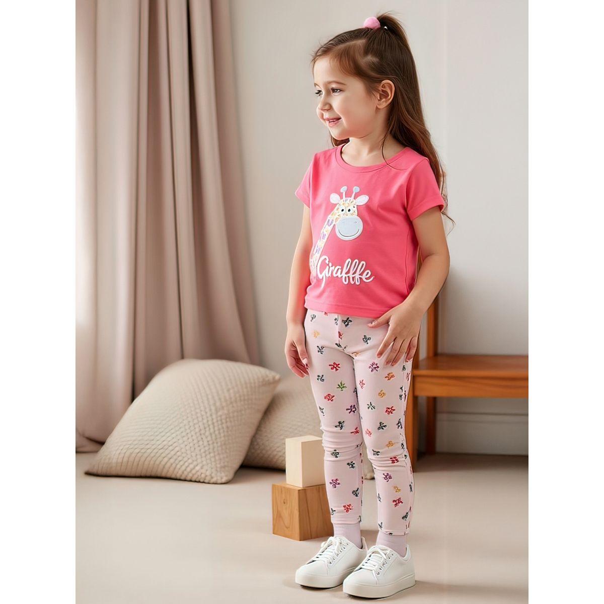 Styli Kids 2pcs Graphic Print Short Sleeve T-Shirt and Leggings-girls-clothing-setsandcoords-image-4