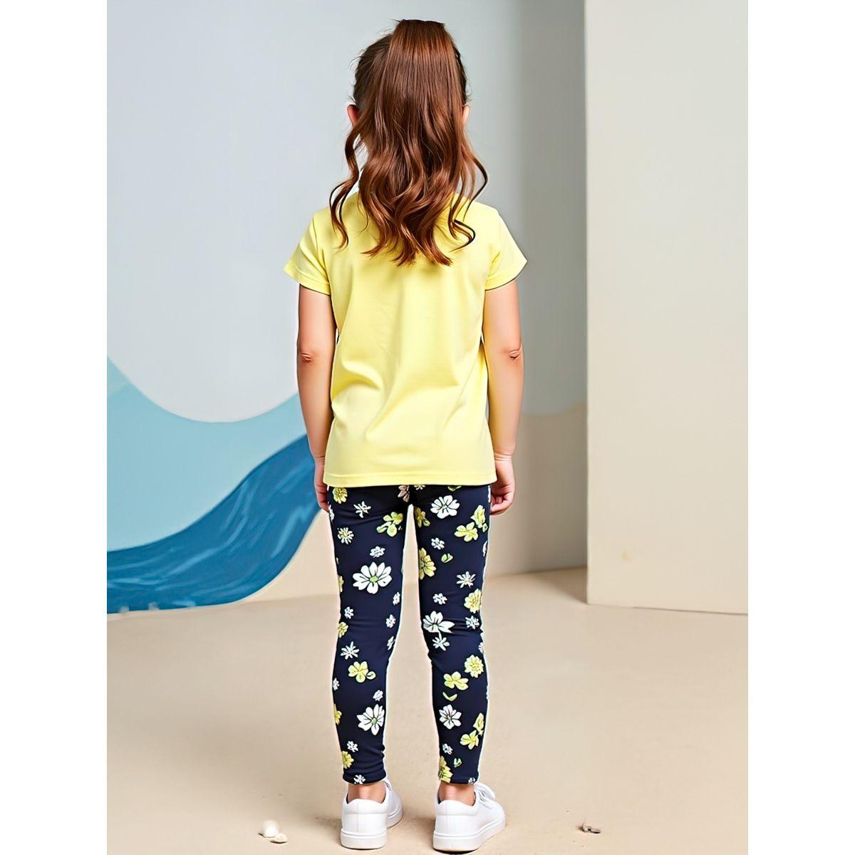 ليقنز مطبع بزهور مع تيشيرت بأكمام قصيرة-girls-clothing-setsandcoords-image-3