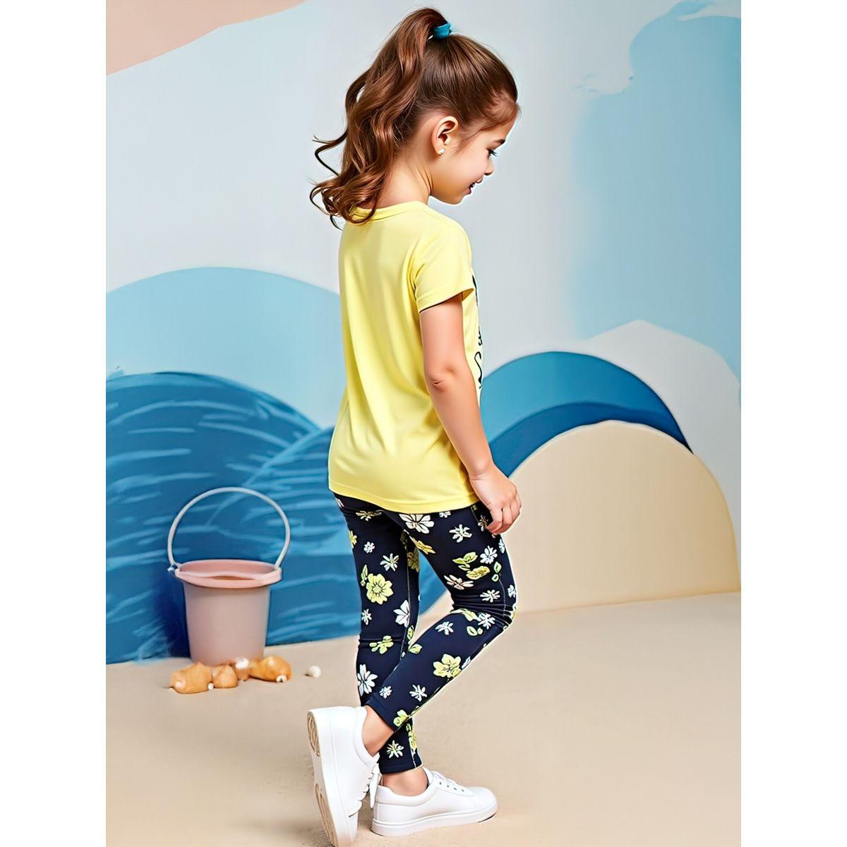 Styli Kids 2pcs Graphic Print Short Sleeve T-Shirt and Flora Print Leggings-girls-clothing-setsandcoords-image-4