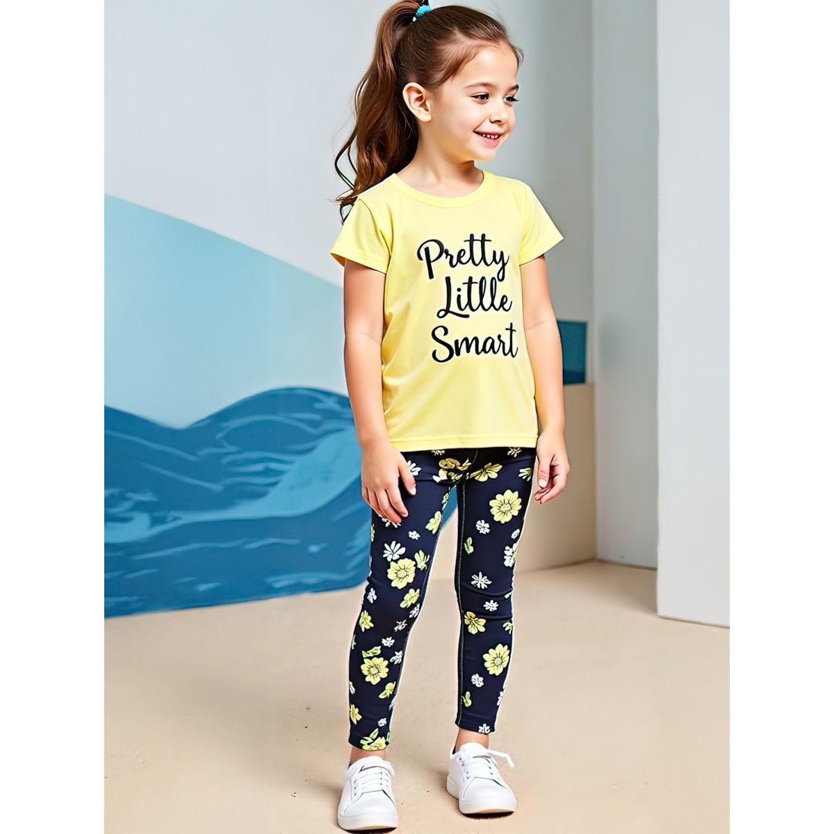 ليقنز مطبع بزهور مع تيشيرت بأكمام قصيرة-girls-clothing-setsandcoords-image-5