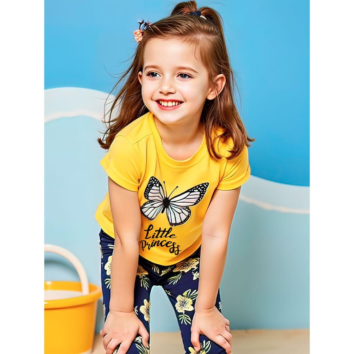 ليقنز مطبع بزهور مع تيشيرت بأكمام قصيرة-girls-clothing-setsandcoords-image-2