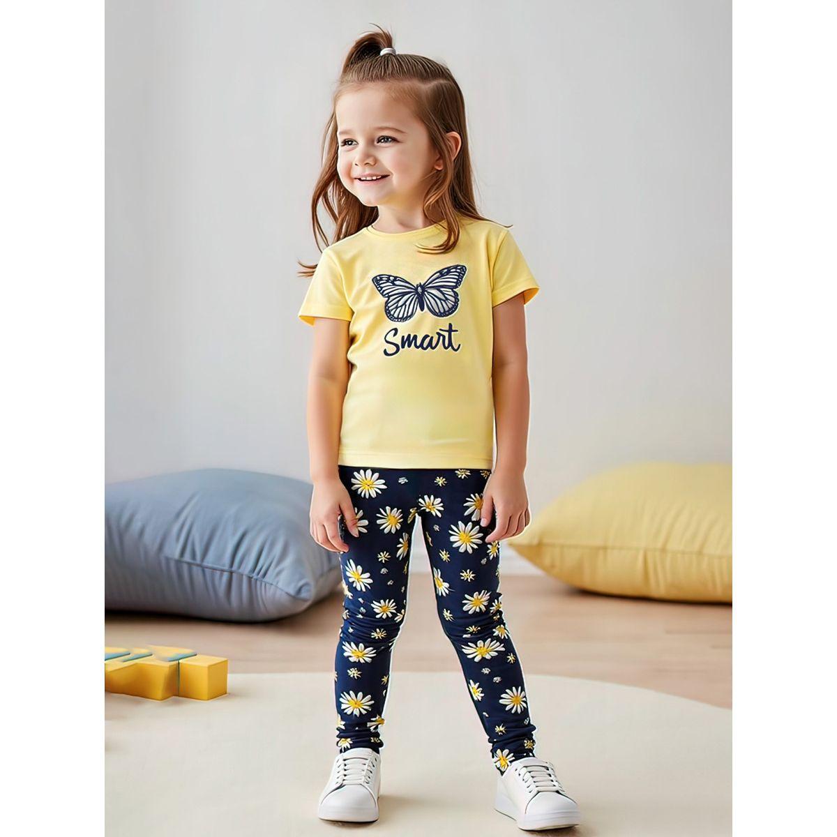 ليقنز مطبع بزهور مع تيشيرت بأكمام قصيرة-girls-clothing-setsandcoords-image-1
