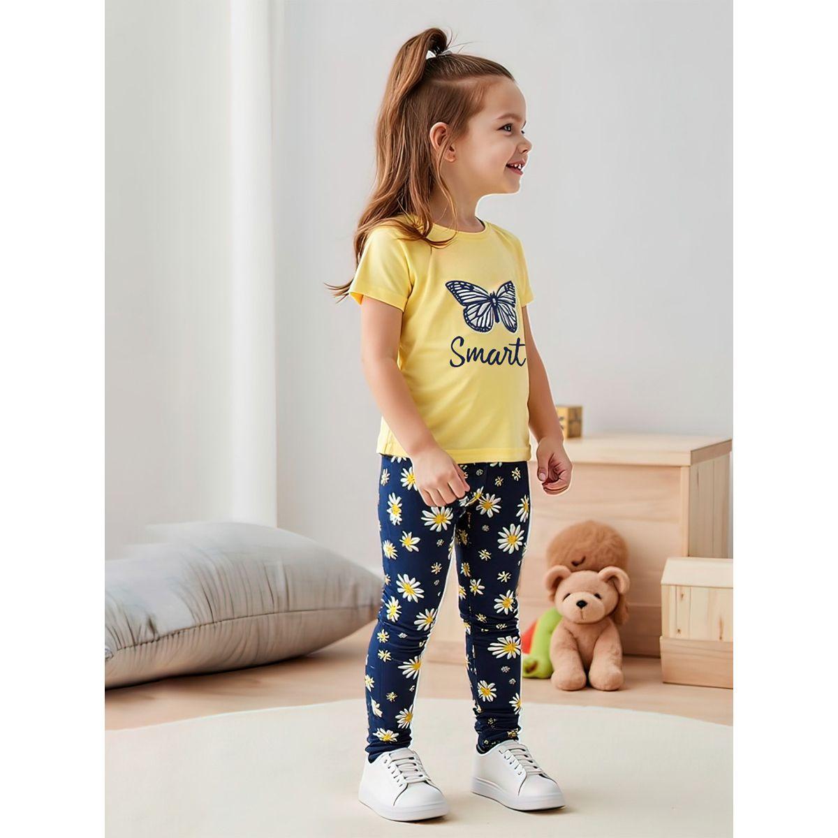 ليقنز مطبع بزهور مع تيشيرت بأكمام قصيرة-girls-clothing-setsandcoords-image-4