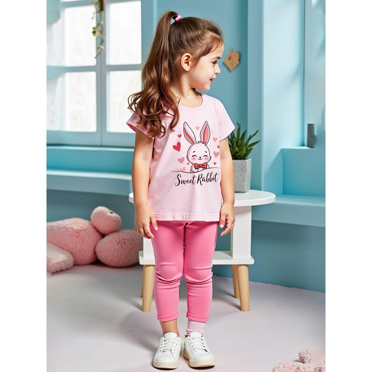 Styli Kids 2pcs Graphic Print Short Sleeve T-Shirt and Solid Leggings-girls-clothing-setsandcoords-image-4