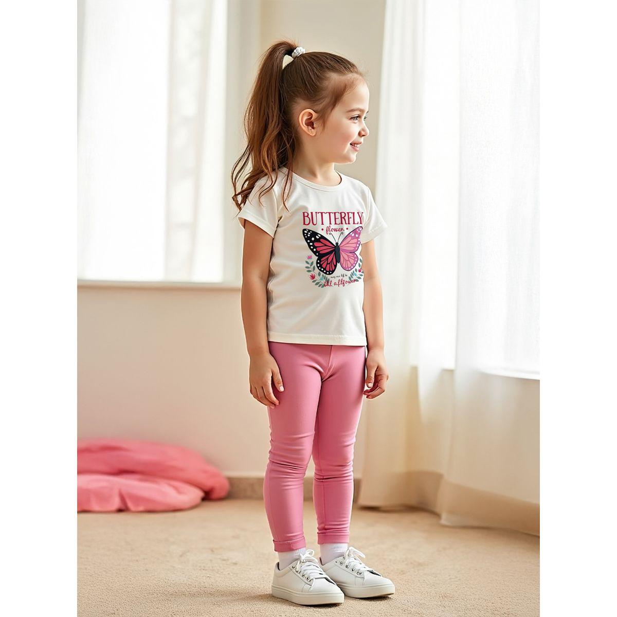 Styli Kids 2pcs Graphic Print Short Sleeve T-Shirt and Solid Leggings-girls-clothing-setsandcoords-image-3