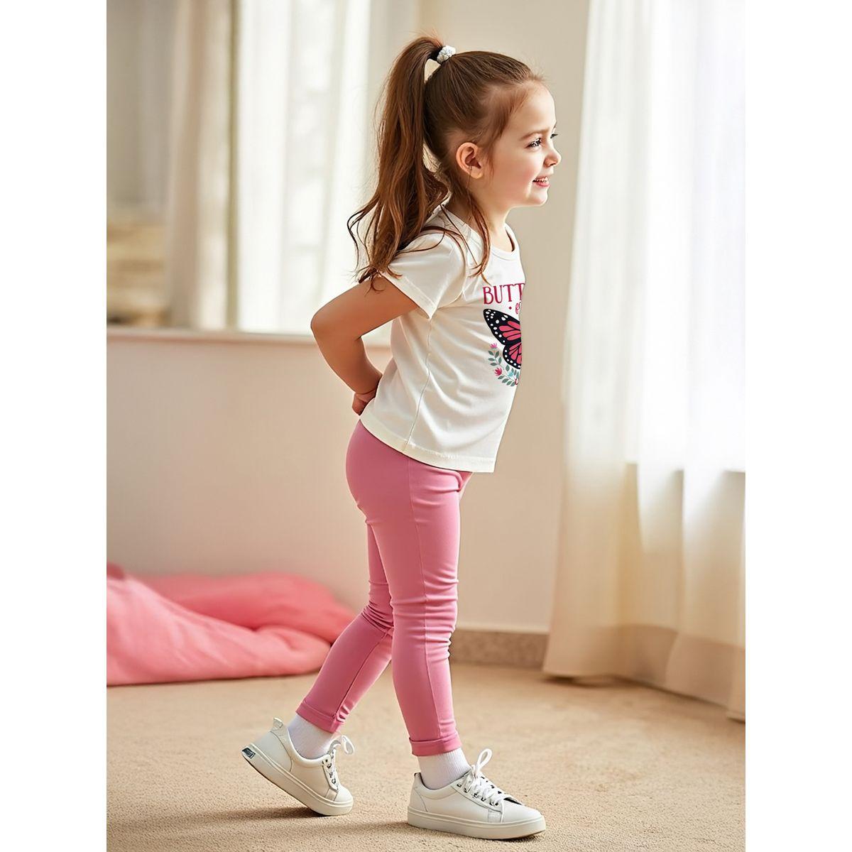 Styli Kids 2pcs Graphic Print Short Sleeve T-Shirt and Solid Leggings-girls-clothing-setsandcoords-image-4