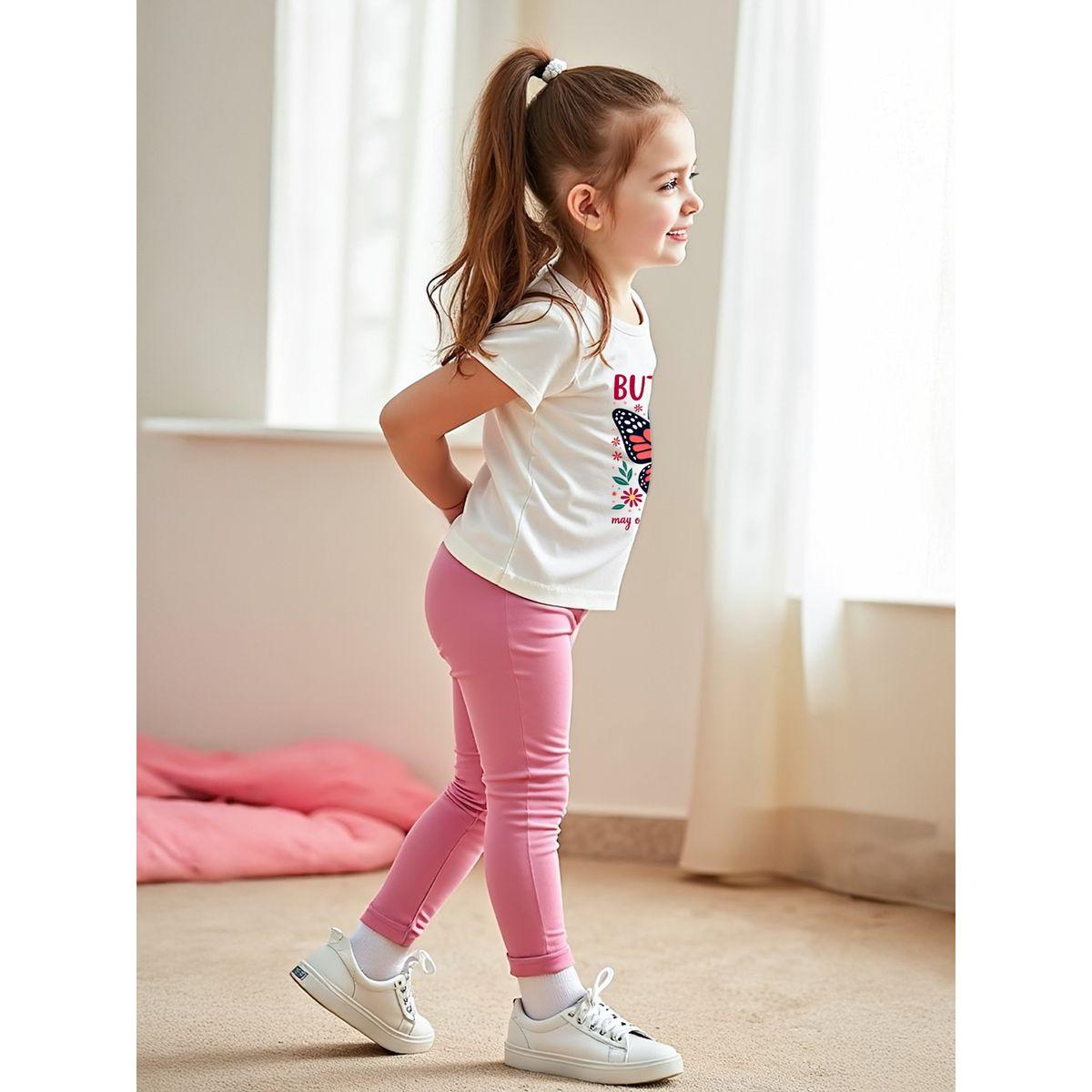 Styli Kids Pink Butterfly Printed T-Shirt & Leggings 2 pcs Set-girls-clothing-setsandcoords-image-3
