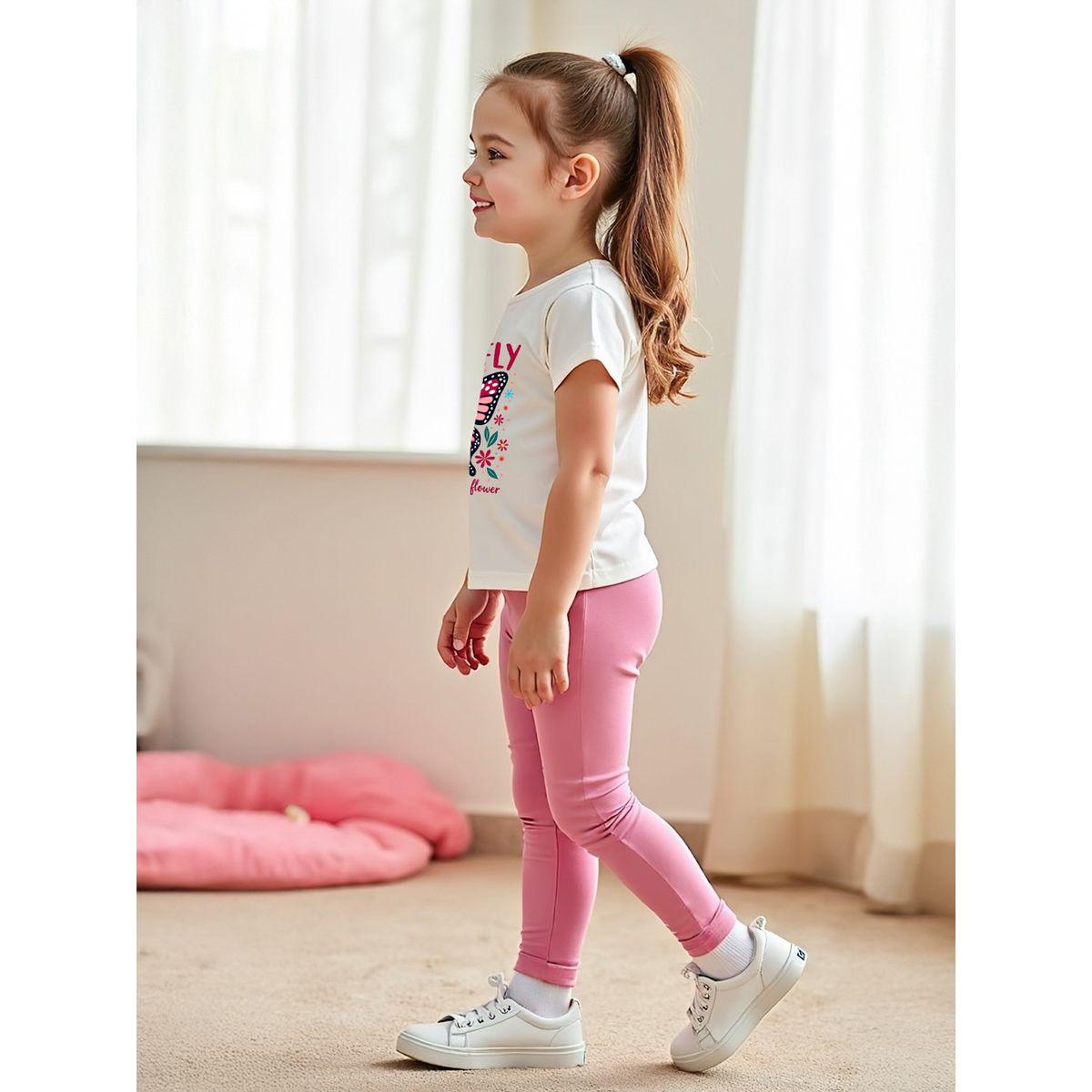 Styli Kids Pink Butterfly Printed T-Shirt & Leggings 2 pcs Set-girls-clothing-setsandcoords-image-4