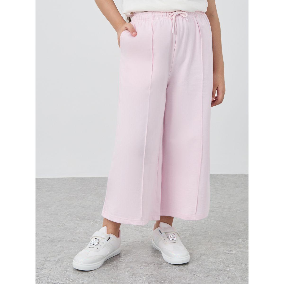 Styli Solid Wide Leg Pants with Pintuck Detail-girls-clothing-bottoms-joggersandtrackpants-image-1
