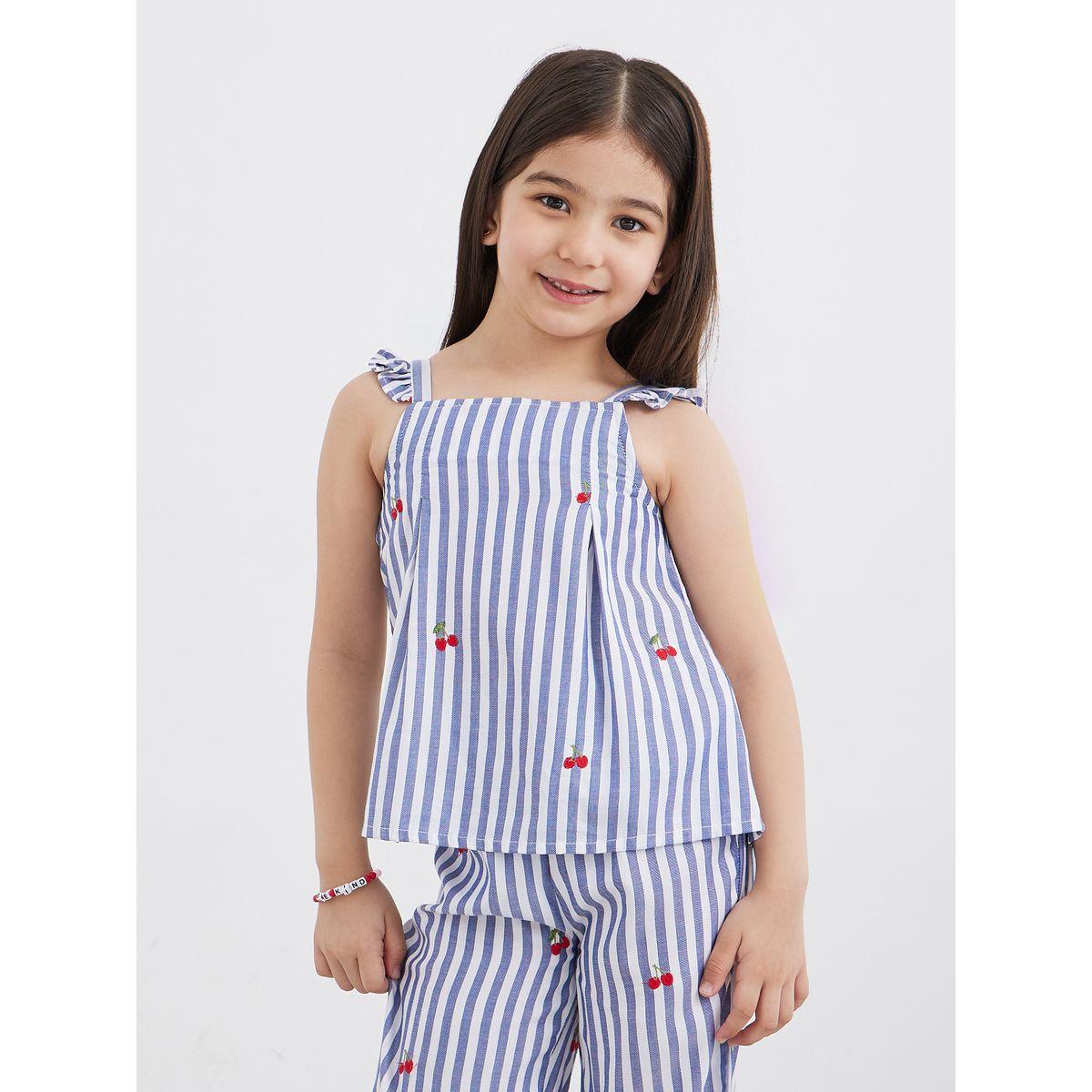 طقم منسق من بنطال وبلوزة مخططة-girls-clothing-setsandcoords-image-2