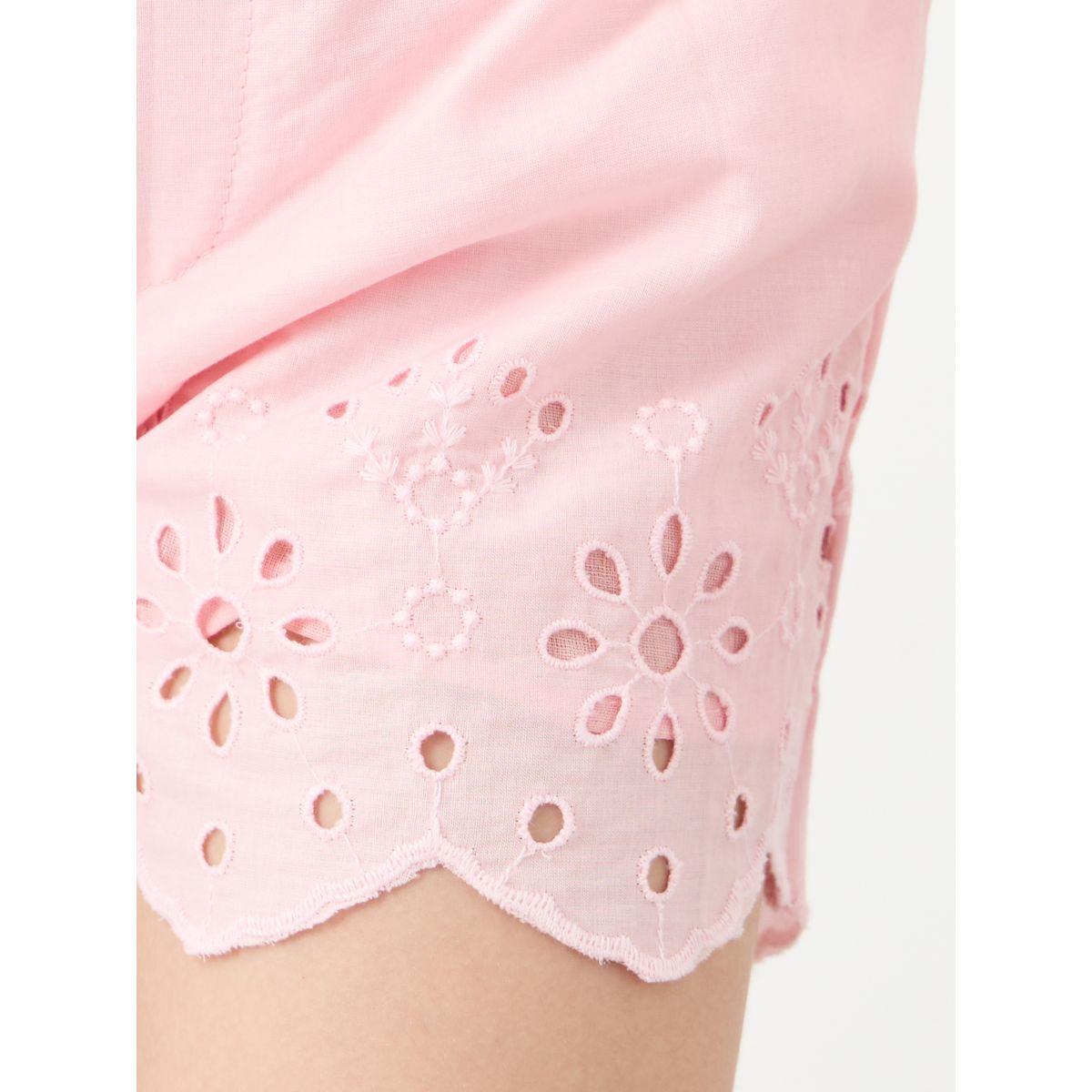 شورت بحافة شيفلي مع خصر مطاطي-girls-clothing-bottoms-shorts-image-3