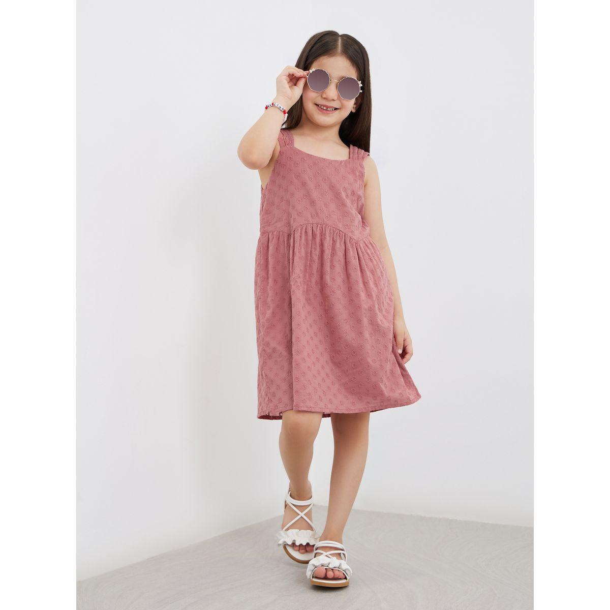 فستان قطني بنسيج شيفلي-girls-clothing-dressesandjumpsuits-image-1