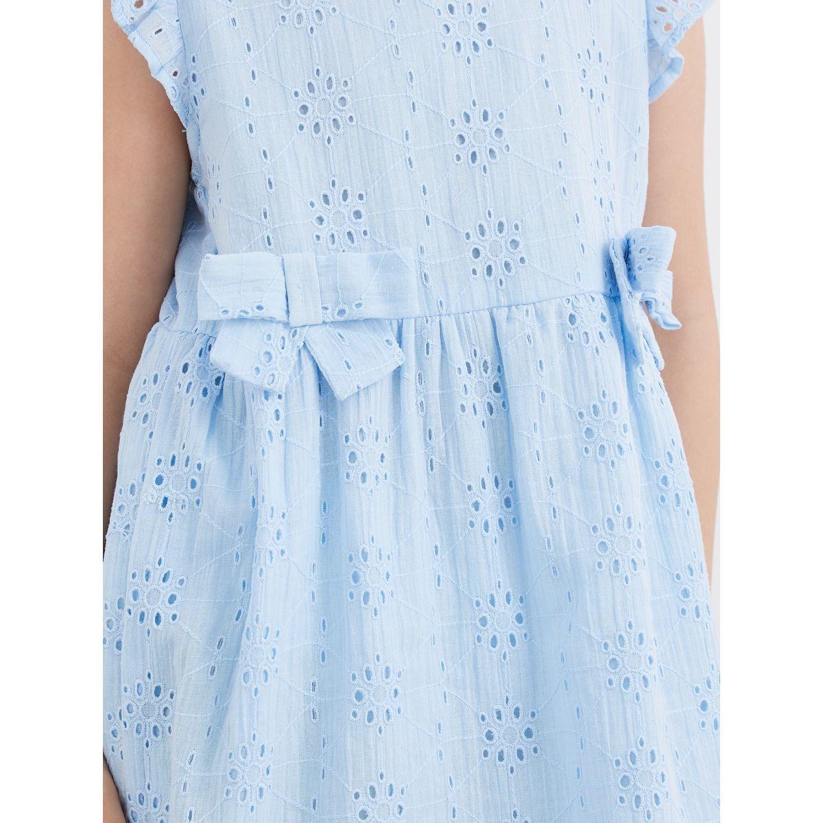 Styli Cotton Schiffli Dress with Front Bow-girls-clothing-dressesandjumpsuits-image-3