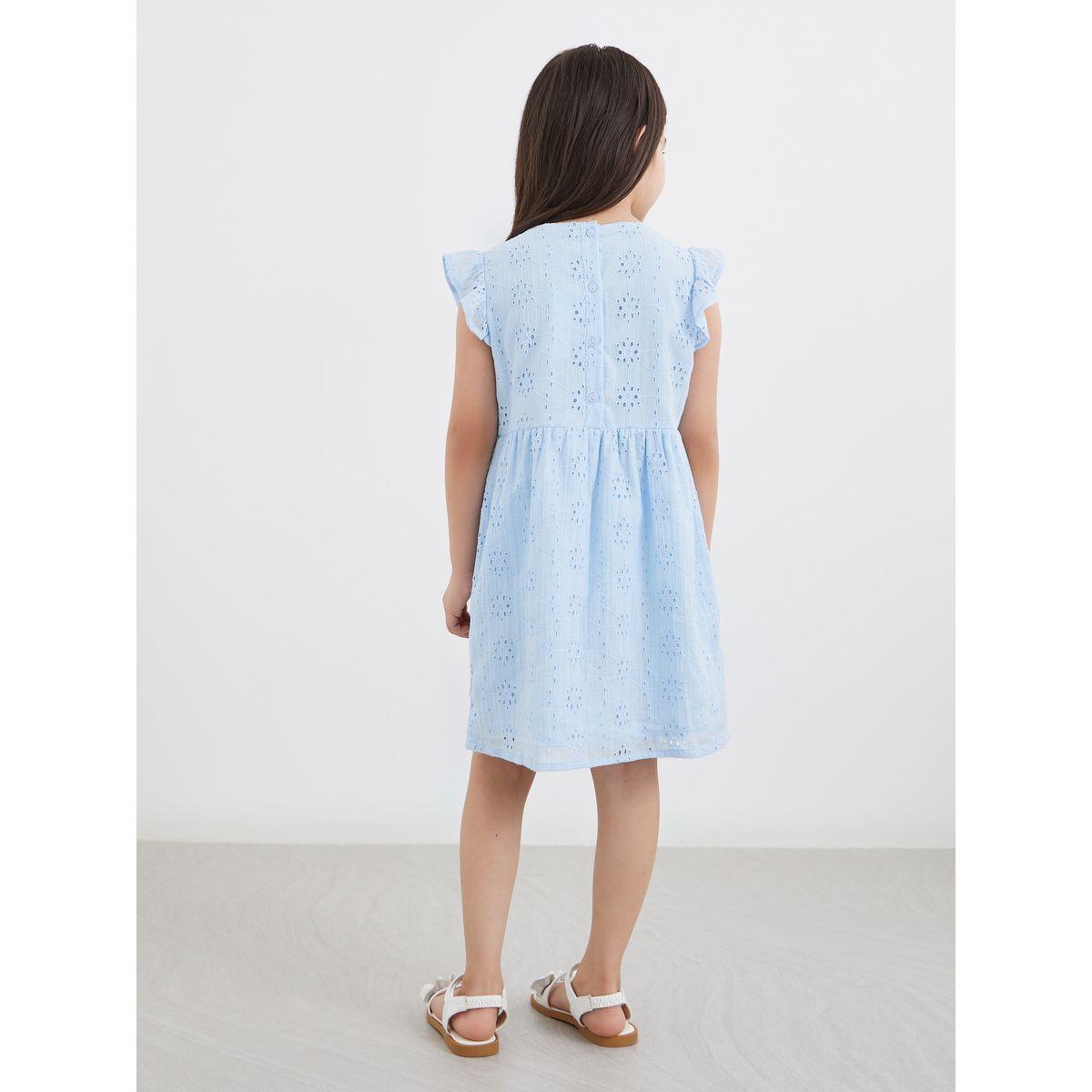 Styli Cotton Schiffli Dress with Front Bow-girls-clothing-dressesandjumpsuits-image-4